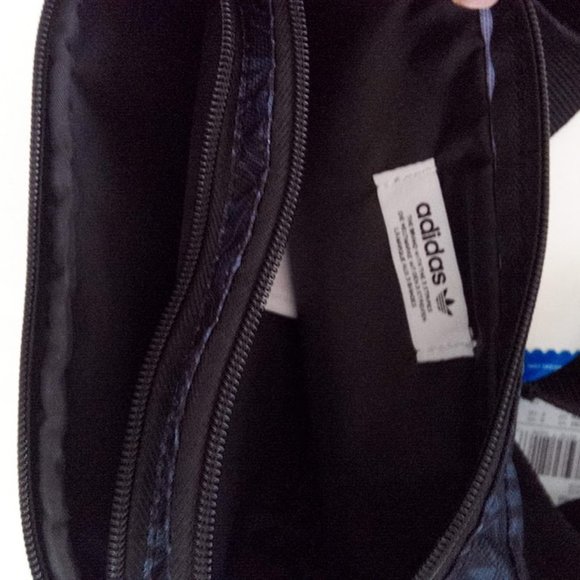 New Adidas Blue Black Monogram Graphic Adjustable Waist Bag Pouch Belt Bag - Picture 16 of 16